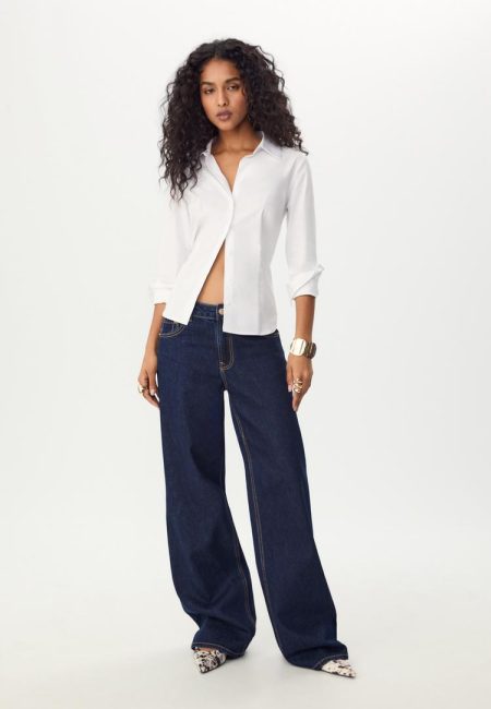 Stradivarius D91 Low wide leg jeans  OVERGEVERFDE DENIM WASSING 42