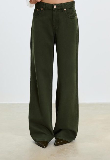 Stradivarius D91 Jeans low wide leg  Kaki 36