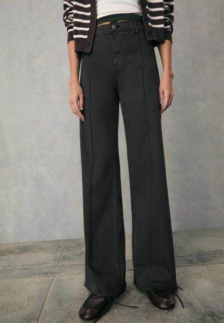 Stradivarius D63 jeans wijde pijpen stiksels   40