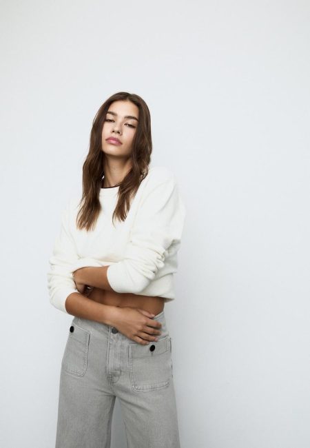 Stradivarius D77 minimalistische jeans met zakken  PARELGRIJZE DENIM WASSING 38