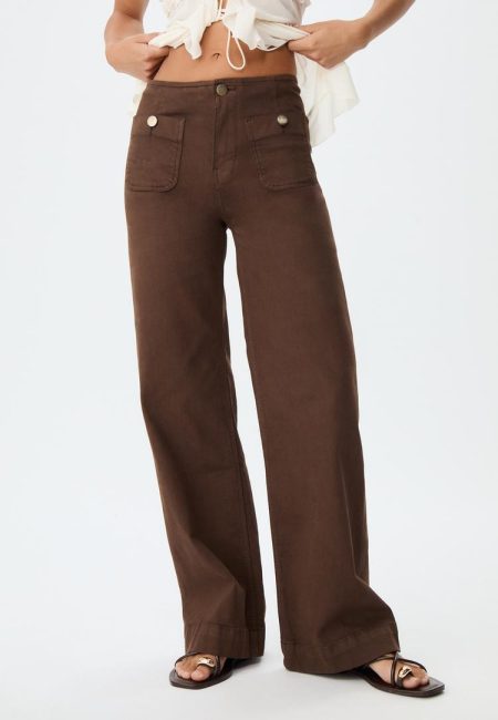Stradivarius D77 minimalistische broek met zakken  Bruin 44