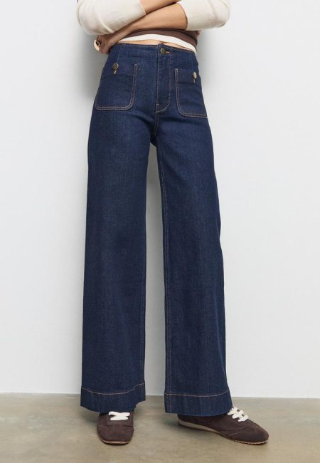 Stradivarius D77 minimalistische jeans met zakken  OVERGEVERFDE DENIM WASSING 42