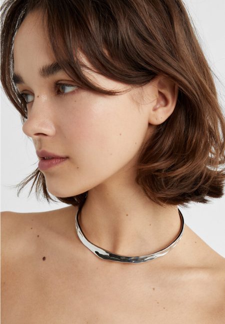 Stradivarius Stijve choker met structuur  Grijs OS