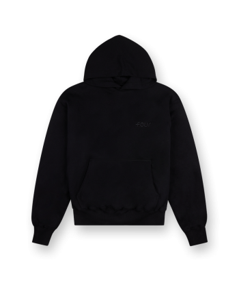 Double Layered Hoodie Logo Embroidery All Black - L