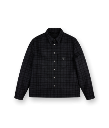 Anthracite Grey Plaid Wool Shirt - L