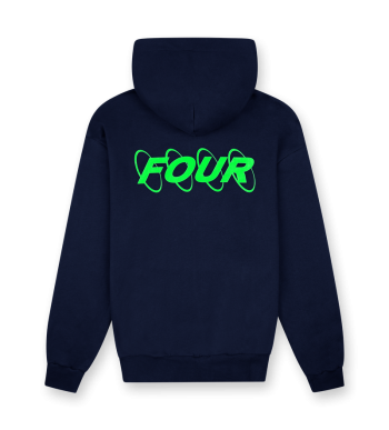 Neon Green Circles Logo Hoodie Marine Blue - XXL