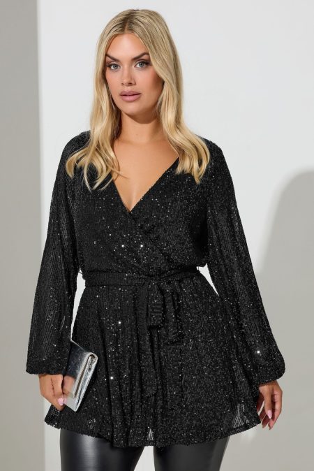 Yours London Wikkeltop Met Paillettenversiering