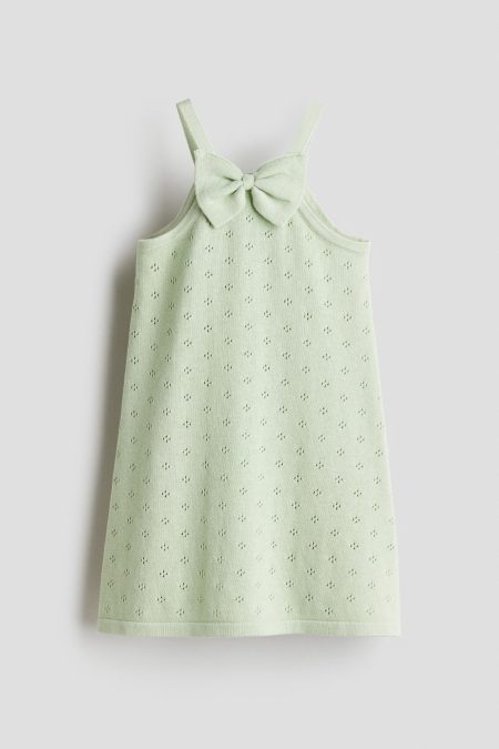 H & M - Katoenen jurk met pointelledessin - Groen