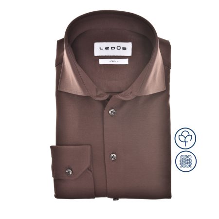 Ledub Business hemd lange mouw Bruin LE24216 MFN 5 0142637/680-000-000