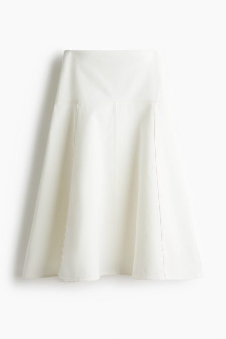 H & M - Denim A-linerok - Wit