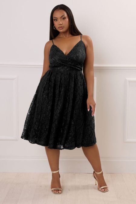 Yours London Kanten Skaterjurk Zonder Mouwen In Zwart