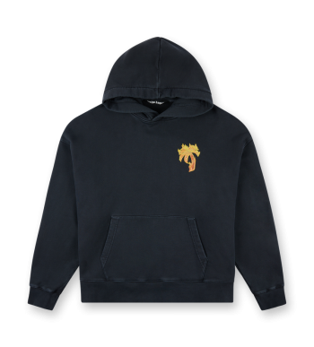 Burning Palm Black Hoodie - L