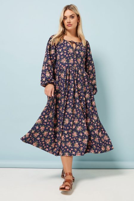 Yours Midaxijurk Met Bloemmotief