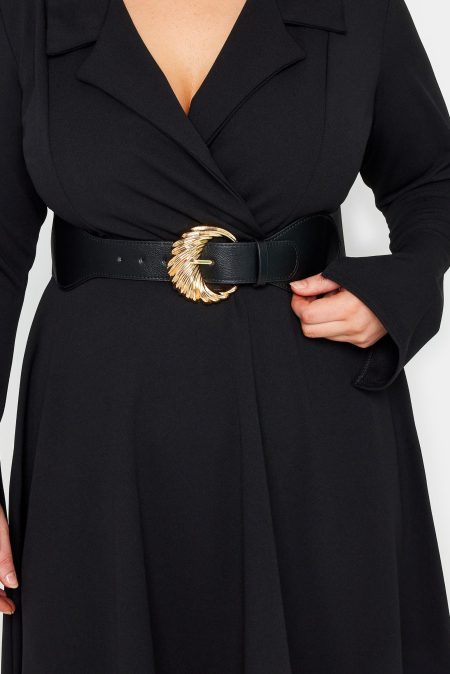 Brede Tailleriem Met Gouden Gesp En Stretch In Zwart