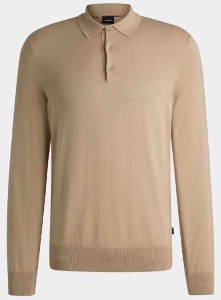BOSS Black Polo lange mouw Beige Gemello-P 10255177 01 50506025/275