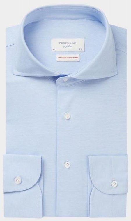 Profuomo Business hemd lange mouw Blauw Japanese knitted PP2HC10009/M