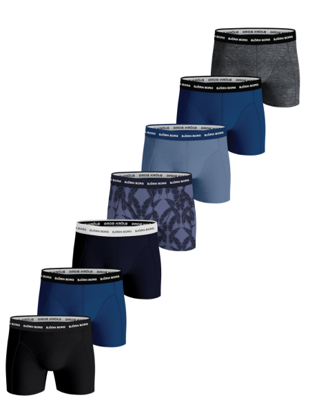 Björn Borg - Heren - Boxershort Cotton Stretch 7-Pack - Blauw/MarineBlauw/Multicolour/Zwart - Maat L