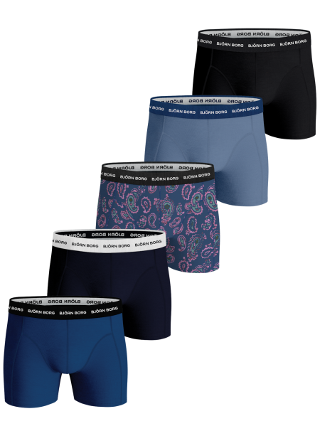 Björn Borg - Heren - Boxershort Cotton Stretch 5-Pack - Blauw/Multicolour/Paars/Zwart - Maat S
