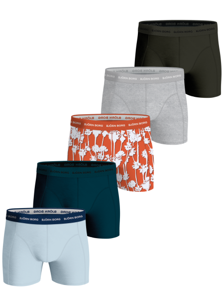 Björn Borg - Heren - Boxershort Cotton Stretch 5-Pack - Blauw/Grijs/Groen/Multicolour/Rood - Maat L