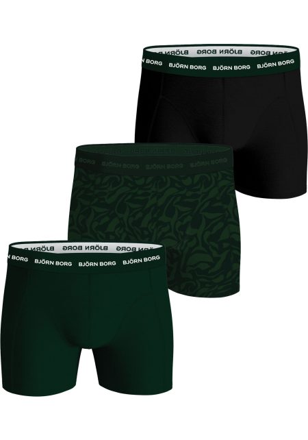 Björn Borg - Heren - Boxershort Cotton Stretch 3-Pack - Groen/Multicolour/Zwart - Maat XL