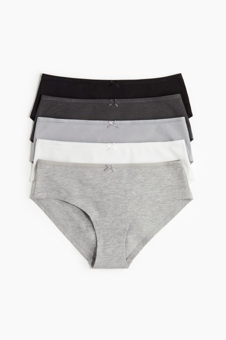 H & M - Set van 5 katoenen slips - Hipster - Grijs