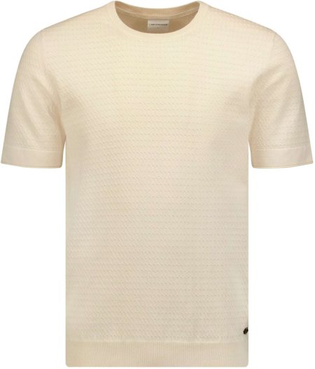 No Excess T-shirt korte mouw ronde hals gebreid cream