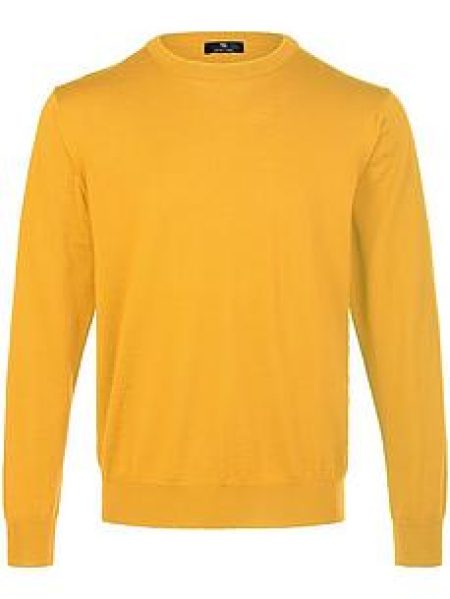 Trui 100% scheerwol ronde hals Van Peter Hahn geel