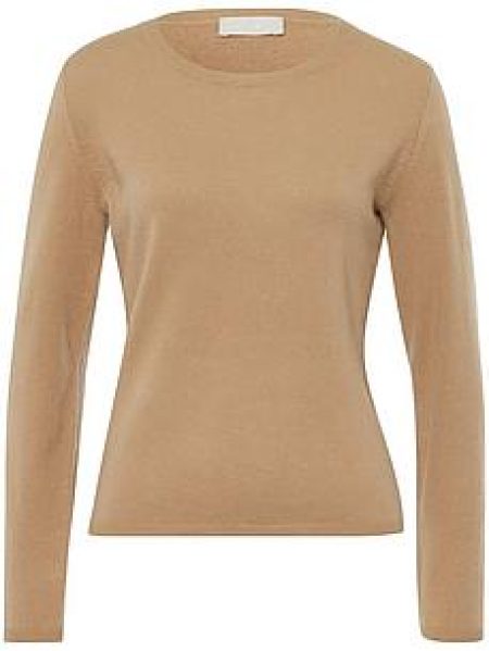 Trui 100% kasjmier ronde hals Van Peter Hahn Cashmere bruin