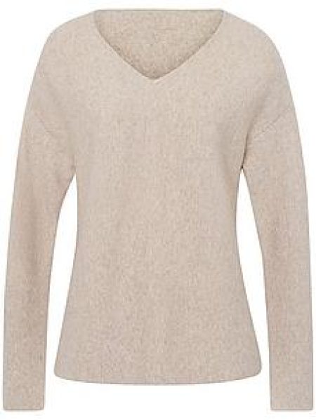 Trui V-hals in kasjmiermix Van Fadenmeister Berlin beige