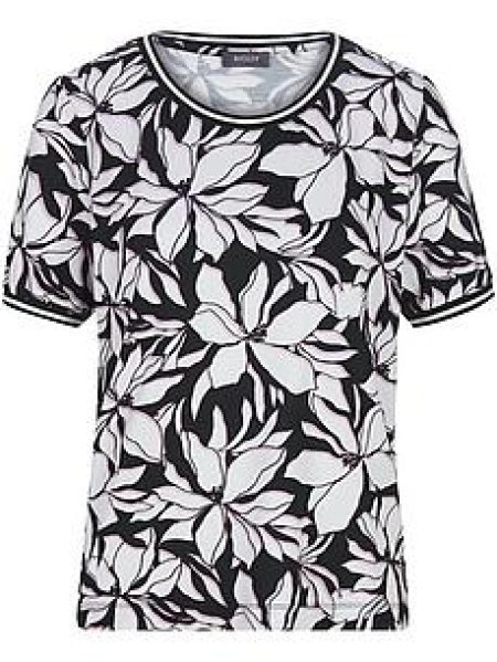 Lets getailleerd overhemd ronde hals Van BASLER zwart