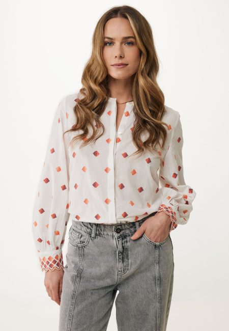 Blouse Geborduurd Offwhite