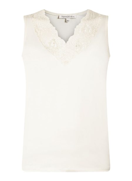 Tramontana Pippa Nos Basic Top V-neck Lace Tops En Singlets 001100-offwhite