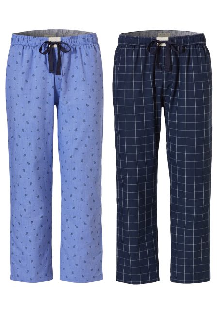 Phil & Co Heren pyjamabroek lang katoen geruit/fruit 2-pack