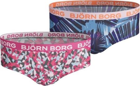 Björn Borg - Meisjes - Palmprint Hipster 2-Pack - Blauw/Multicolour/Paars - Maat 170
