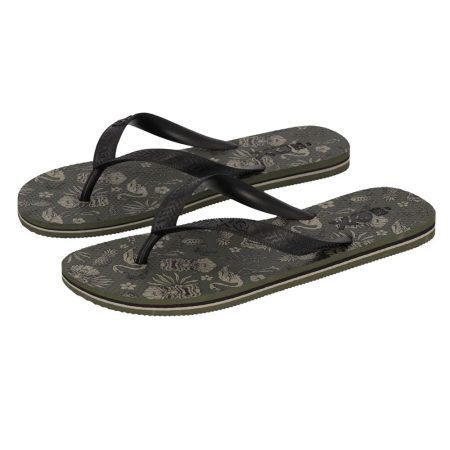 XQ Xq heren teenslippers print legergroen