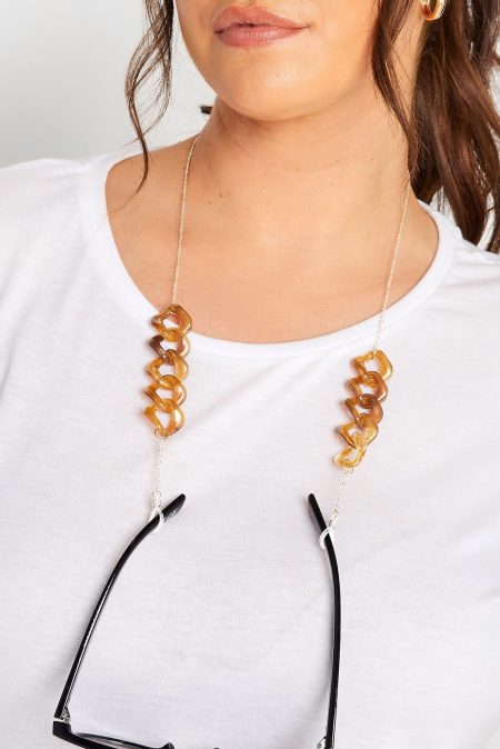 Zonnebrilketting Met Chunky Detail In Bruin