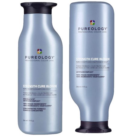 Pureology Strength Cure Blonde Shampoo and Conditioner Strengthening Bundle for Damaged