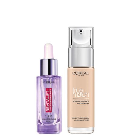 L’Oreal Paris Hyaluronic Acid Filler Serum and True Match Hyaluronic Acid Foundation Duo (Various Shades) - 0.5N Porcelain