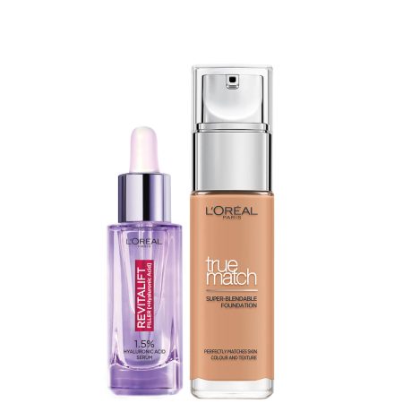 L’Oreal Paris Hyaluronic Acid Filler Serum and True Match Hyaluronic Acid Foundation Duo (Various Shades) - 4.5N True Beige