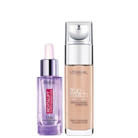 L’Oreal Paris Hyaluronic Acid Filler Serum and True Match Hyaluronic Acid Foundation Duo (Various Shades) - 6N Honey