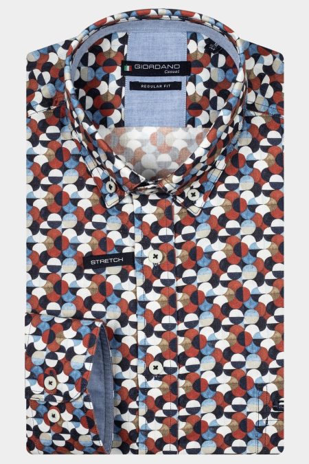 Giordano Casual hemd lange mouw Rood Ivy
