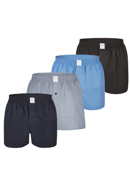 MG-1 Wijde geweven boxershorts heren 4-pack effen