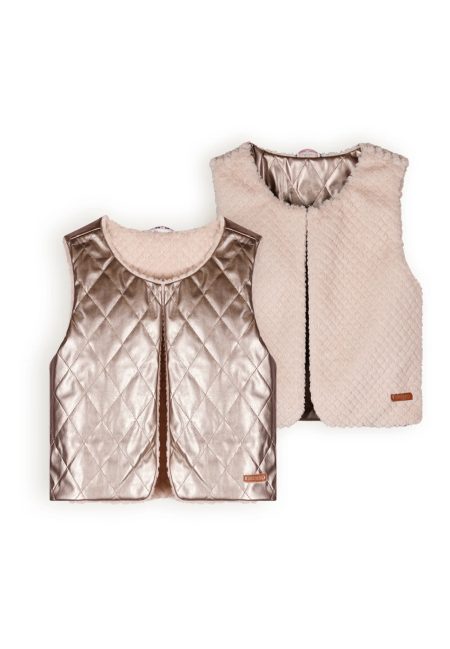 NoNo Meisjes gilet reversible kate pearled ivory