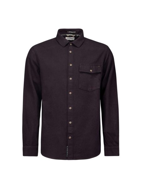 No Excess Shirt check2 coloured twill aubergine