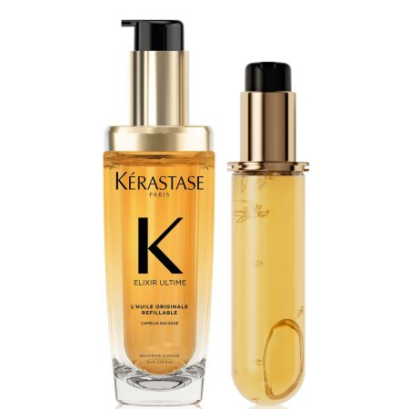 Kérastase Elixir Ultime L'Huile Originale Hair Oil 75ml for All Hair Types with 75ml Refill Bundle