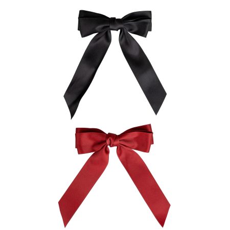 brushworks Satin Hair Bow Duo – Red and Black