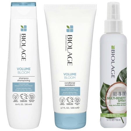 Biolage Volume Bloom Volumising Shampoo and Conditioner and All-in-One Coconut Infusion Multi-Benefit Leave-in Hair Spray Bundle