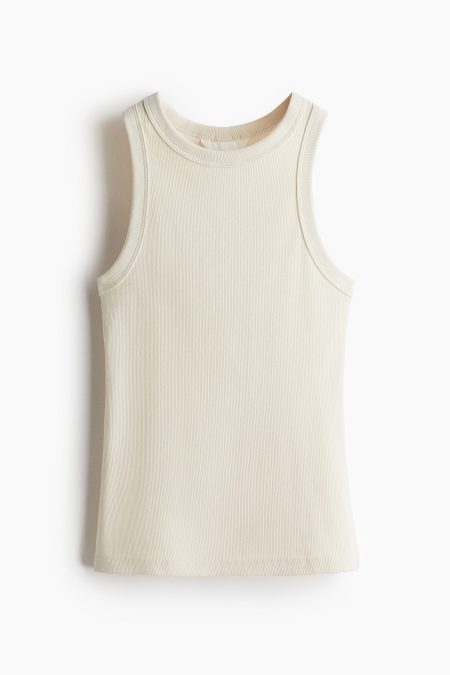 H & M - Geribde tanktop - Beige