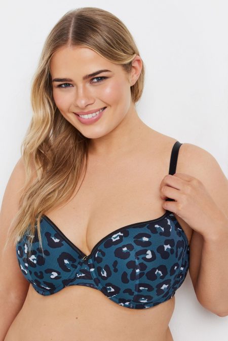 Yours Tshirt Bh Met Mesh En Dierenprint In Blauwgroen/Zwart