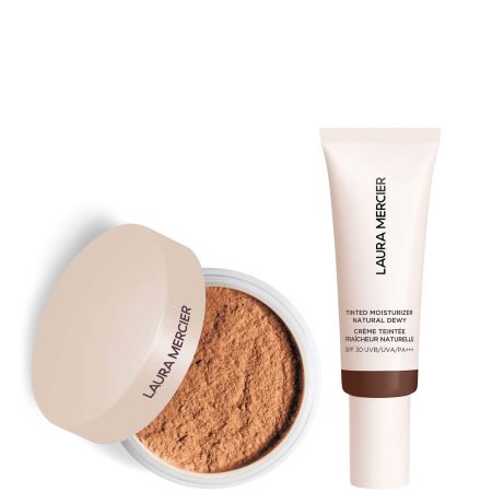 Laura Mercier Mini Translucent Loose Setting Powder Ultra Blur and Tinted Moisturiser Natural Dewy SPF 30 Duo (Various Shades) - 7N Mahogany
